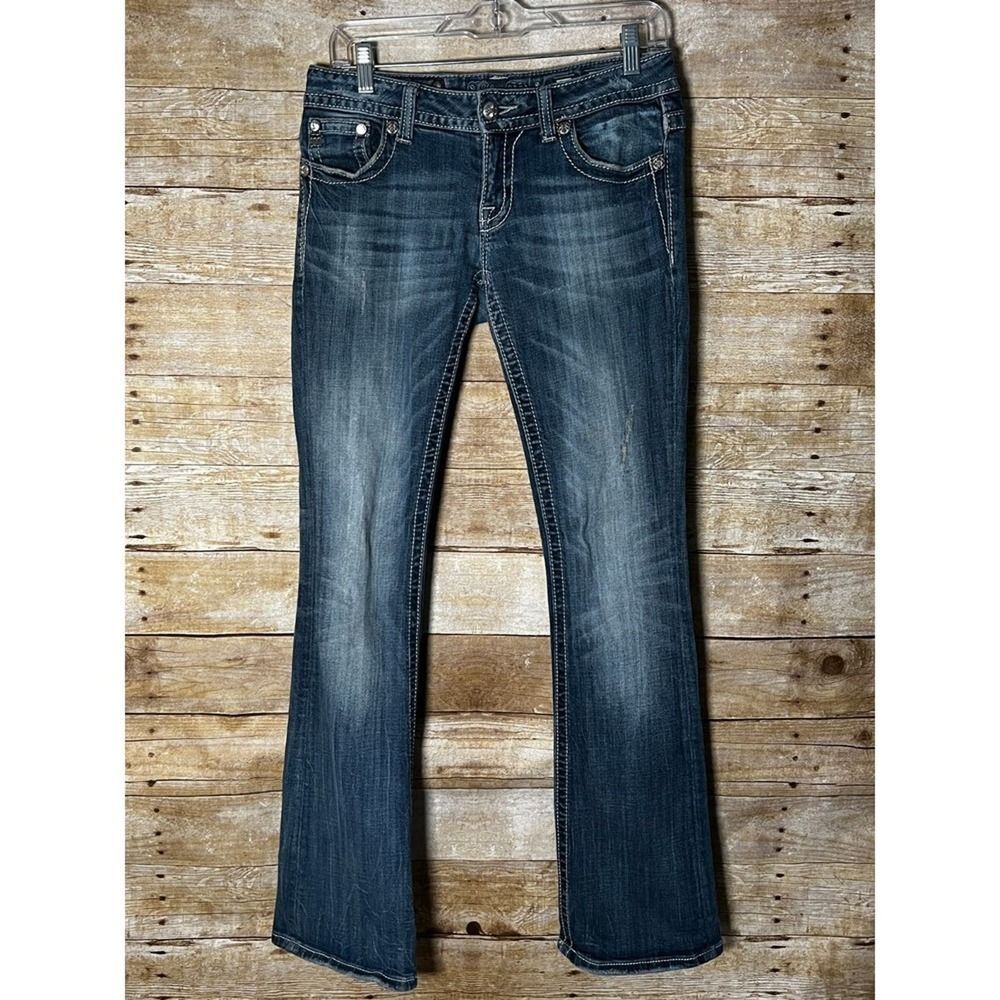 MISS ME BOOTCUT LACE JEWELED EMBROIDERED CONCERT FESTIVAL  PREMIUM DENIM JEANS